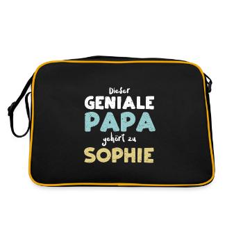 Dieser Geniale Papa Gehört Zu So... - Retro Tasche - Schwarz/Gold - Hinten