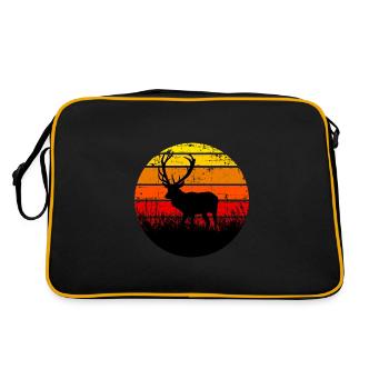 Deer forest animal sunset - Retro Bag - black/gold - Back
