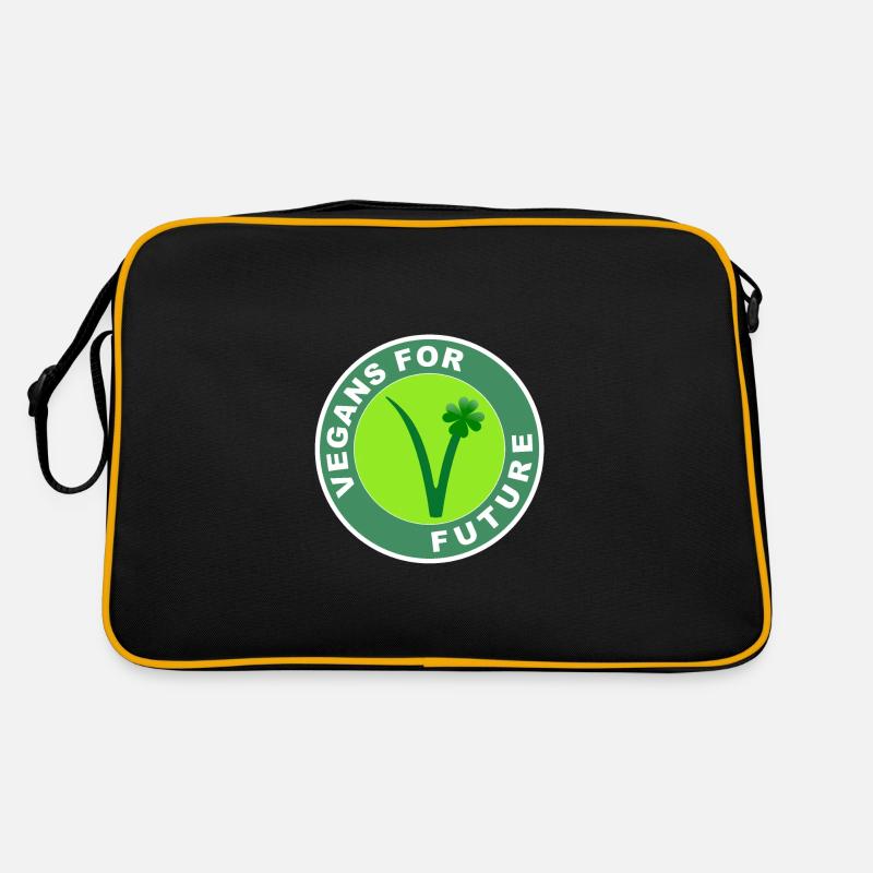 Vegans for Future - Retro Tasche - Schwarz/Gold
