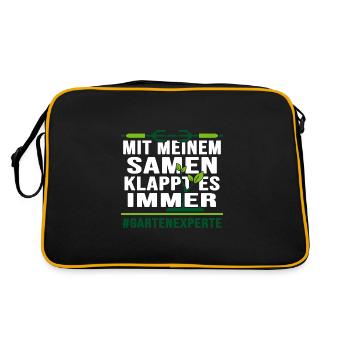 Garten Gartenarbeit Samen Aussaat Pflanzen Gärtner - Retro Tasche - Schwarz/Gold - Hinten