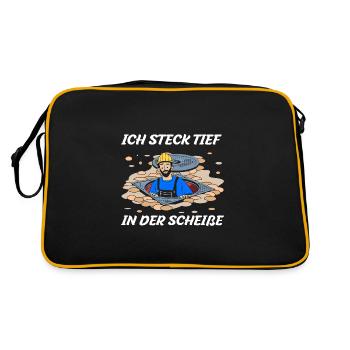 Sewer workers - I'm deep in the shit - Retro Bag - black/gold - Back