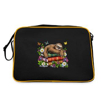 Lazy Sloth Bücher - Retro Tasche - Schwarz/Gold - Hinten