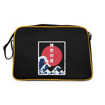 Japanese Print. Retro Style Kanagawa, The Great - Retro Bag - black/gold - Back