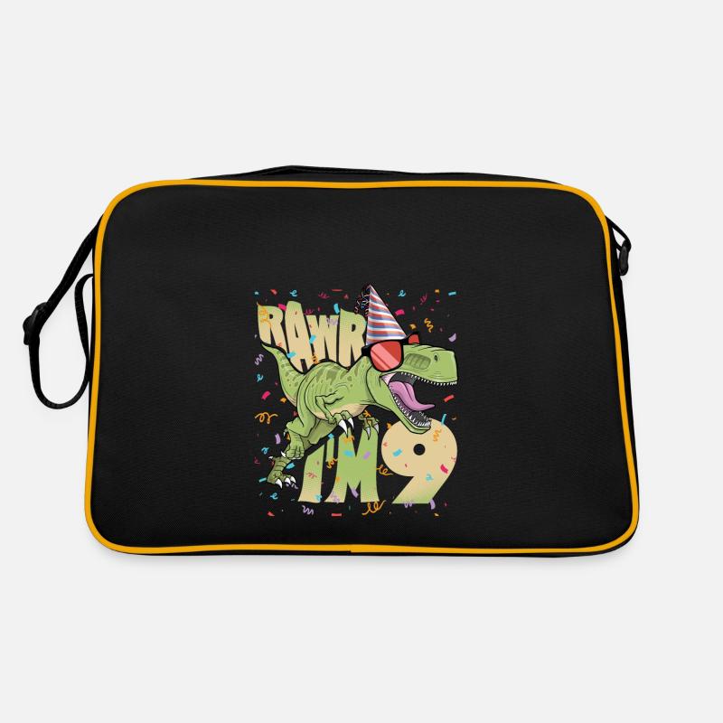 9e anniversaire, conception de 9 ans. TRex, Dinosaur Sac Retro