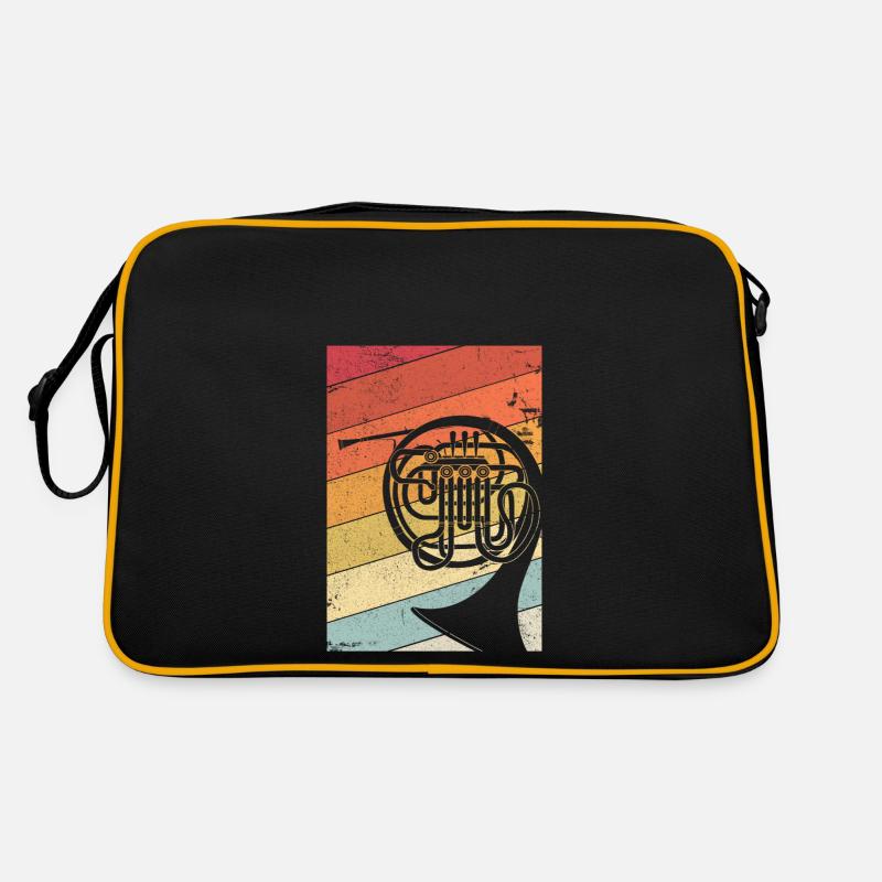 Graphique de cor français. Conception de bande de laiton de style rétro Sac Retro