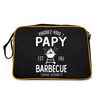Papy est au barbecue humour papi grand père BBQ - Sac Retro - noir/or - Dos