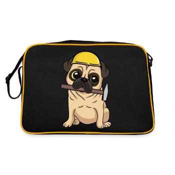 Construction site Civil engineering Pug Craftsmen build hammer job - Retro Bag - black/gold - Back