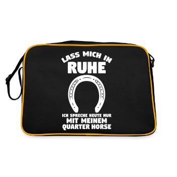 Pferd Reitsport Reiten Pferdesport Quarter Horse - Retro Tasche - Schwarz/Gold - Hinten