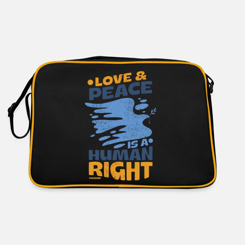 Menschenrechte Frieden - Retro Tasche - Schwarz/Gold