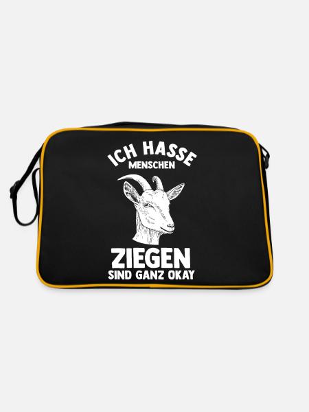 Bauernhof Landwirt Bauer Ziegen - Retro Tasche - Schwarz/Gold