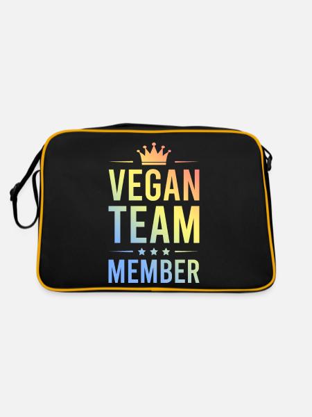 Vegan Team Bunt - Retro Tasche - Schwarz/Gold - Hinten