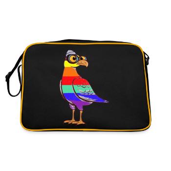 LGBT Regenbogen Möwe Möwen maritim - Retro Tasche - Schwarz/Gold - Hinten