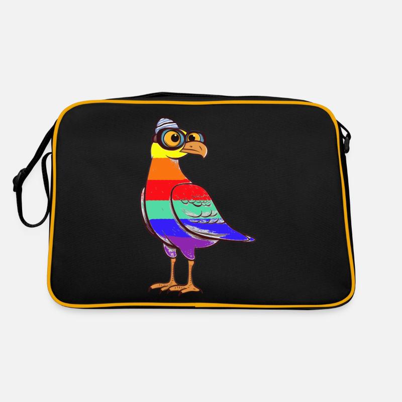 LGBT Regenbogen Möwe Möwen maritim - Retro Tasche - Schwarz/Gold