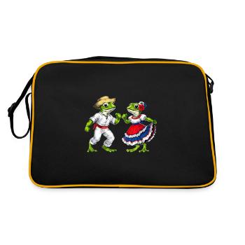 Puerto Rico Coqui Frösche - Retro Tasche - Schwarz/Gold - Hinten