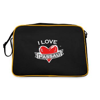 Passau - Ich liebe Stadtnamen in Tattoo Stil - Retro Tasche - Schwarz/Gold - Hinten