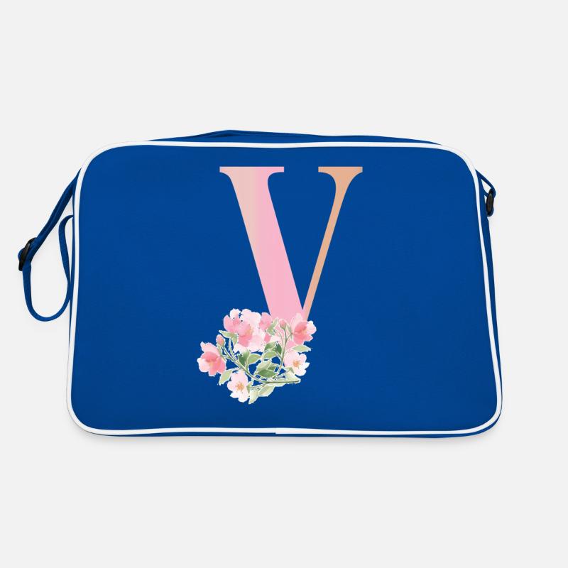 Buchstabe V mit Blumen Retro Tasche
