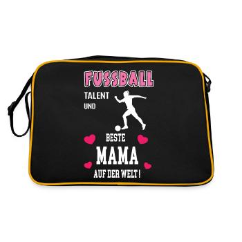 Fussballer Mama Fussball Beste Mutter Geburtstag - Retro Tasche - Schwarz/Gold - Hinten