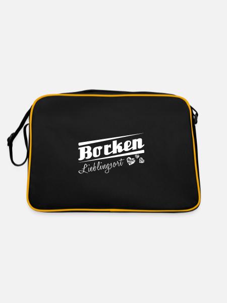 Borken - Lieblingsort mit Stadtnamen - Retro Tasche - Schwarz/Gold - Hinten