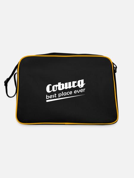 Coburg - Stadt best place ever - Retro Tasche - Schwarz/Gold - Hinten