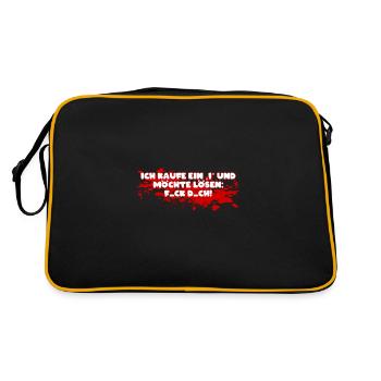 Frecher Spruch Frech - Retro Tasche - Schwarz/Gold - Hinten