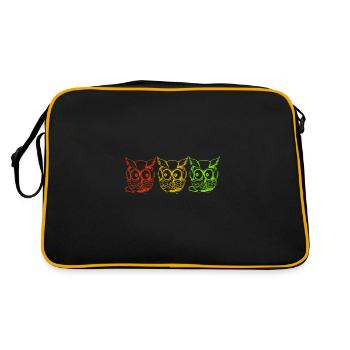 Hiboux jaune vert rouge - Sac Retro - noir/or - Dos