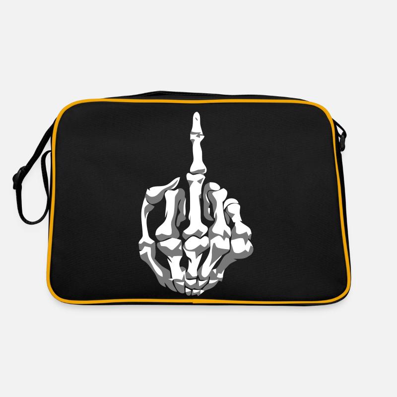 MITTELFINGER KNOCHEN - Retro Tasche - Schwarz/Gold