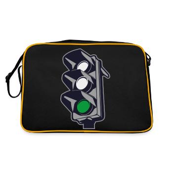 grüne Ampel - Retro Tasche - Schwarz/Gold - Hinten