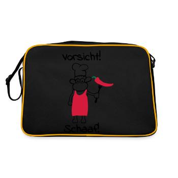 Vorsicht schaaf! - Retro Tasche - Schwarz/Gold - Hinten