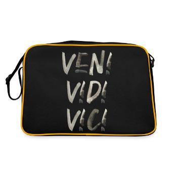 veni vedi vici latein Erfolg erfolgreich Caesar - Retro Tasche - Schwarz/Gold - Hinten