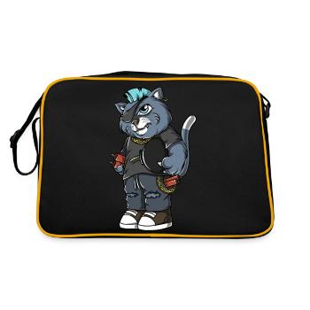 Thomas, Cat - Retro Tasche - Schwarz/Gold - Hinten