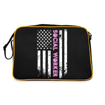 Travailleur social Drapeau américain - Sac Retro - noir/or - Dos