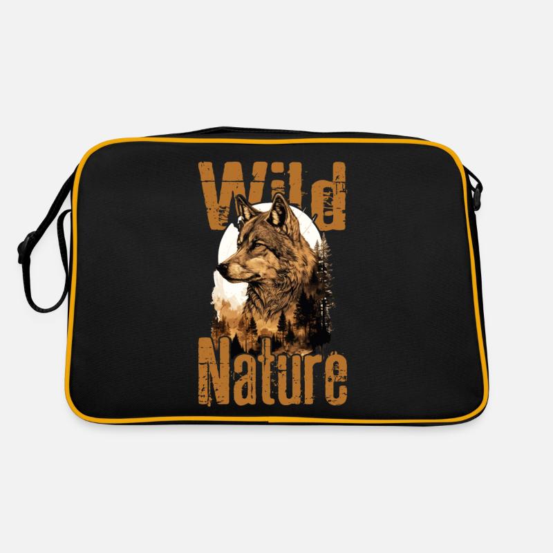 Loup Nature sauvage Wolf’s Head Wilderness Forest Trees Sac Retro