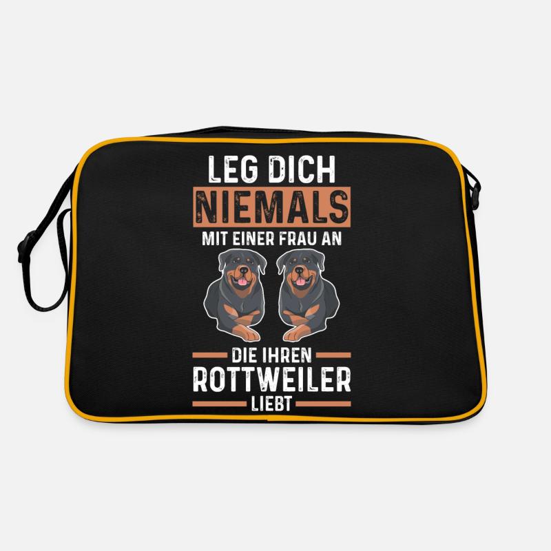 Hund Rottweiler - Retro Tasche - Schwarz/Gold