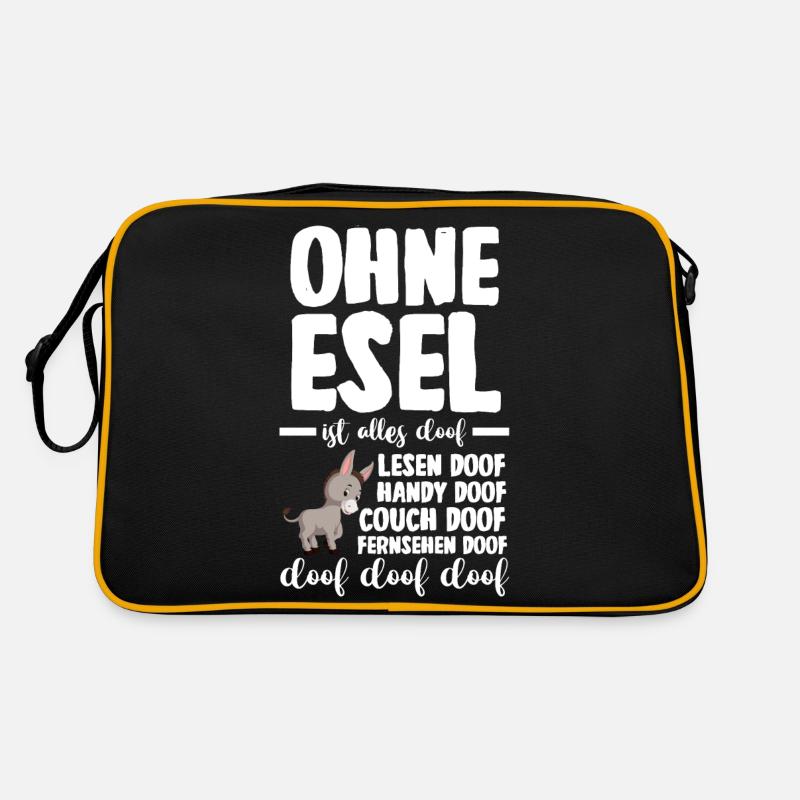 Beziehungsstatus Esel - Retro Tasche - Schwarz/Gold
