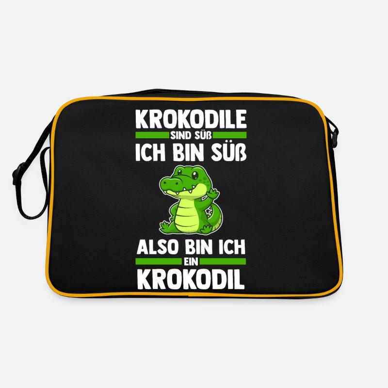 Krokodile - Retro Tasche - Schwarz/Gold