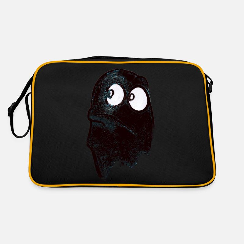Lustig grimmig blickender Geist in Schwarz Retro Tasche