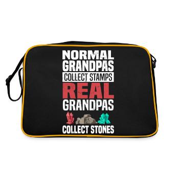 Steine Sammeln | Steinsammler Geologe Geschenkidee - Retro Tasche - Schwarz/Gold - Hinten