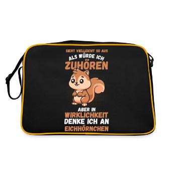 Eichhörnchen - Retro Tasche - Schwarz/Gold - Hinten