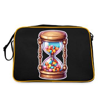 Sanduhr / Zeitmesser / Antik /Sandkörner / Ablauf - Retro Tasche - Schwarz/Gold - Hinten