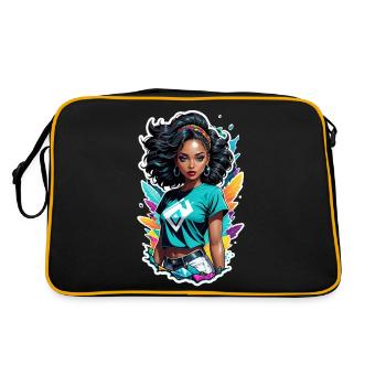Afro Frau - Schönheit - Retro Tasche - Schwarz/Gold - Hinten