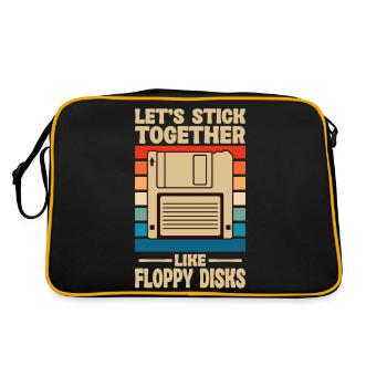 Let's stick together like floppy disks - Retro Bag - black/gold - Back