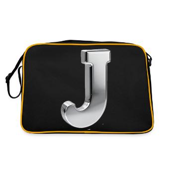 Chrome ,, J " Metallic - Retro Tasche - Schwarz/Gold - Hinten