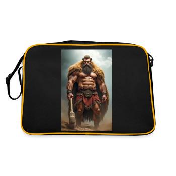 Herakles, muscular warrior in lion pelt, gripping - Retro Bag - black/gold - Back
