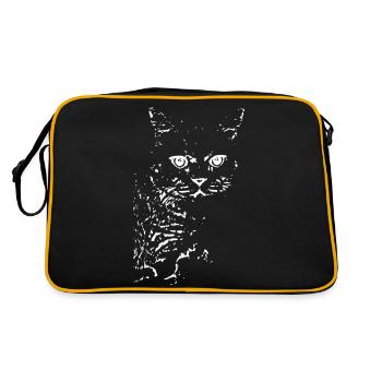 British Shorthair Cat Cat Black Cats - Retro Bag - black/gold - Back