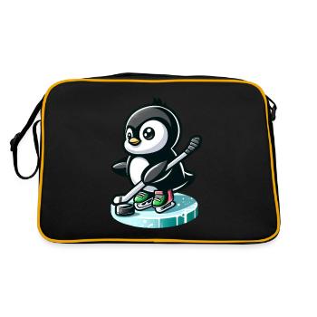 Penguin ice hockey player with puck and - Retro Bag - black/gold - Back