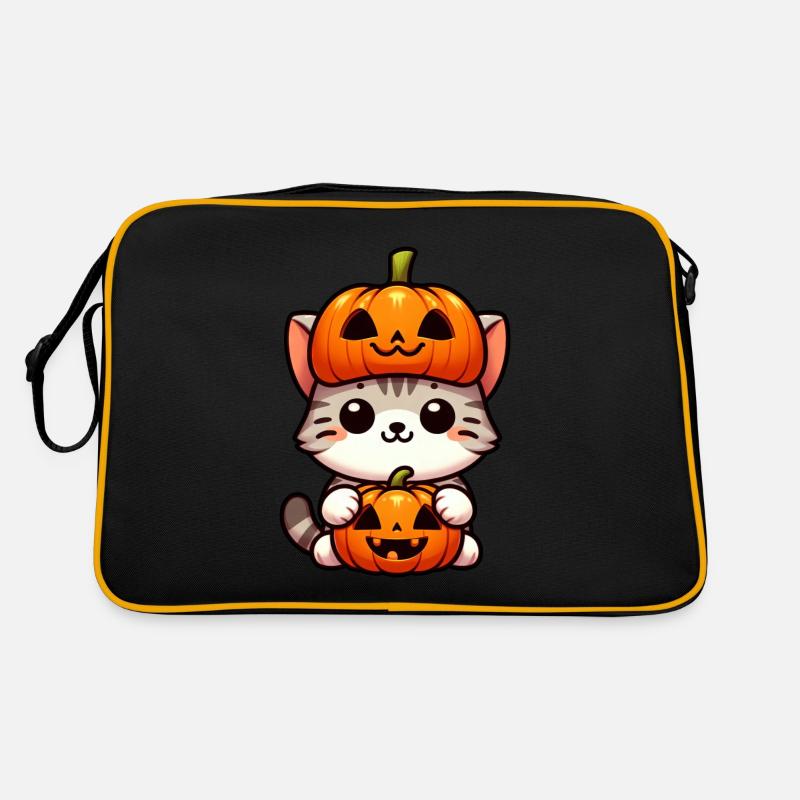Halloween Cat Pumpkin Hat Whimsical Retro Bag