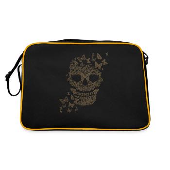 Butterfly skull sepia - Retro Bag - black/gold - Back