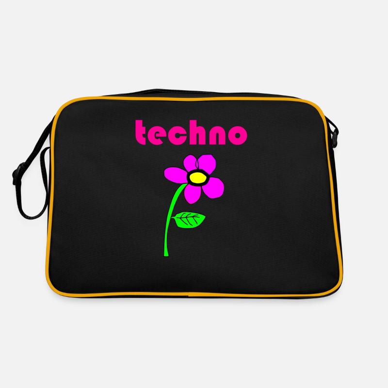 techno blume - Retro Tasche - Schwarz/Gold