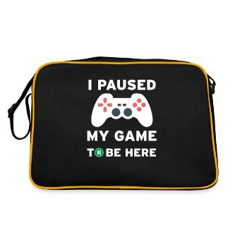 I paused my game to be here - Retro Tasche - Schwarz/Gold - Hinten