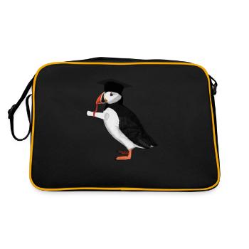 Papageitaucher Vogel Schulabschluss Abitur - Retro Tasche - Schwarz/Gold - Hinten
